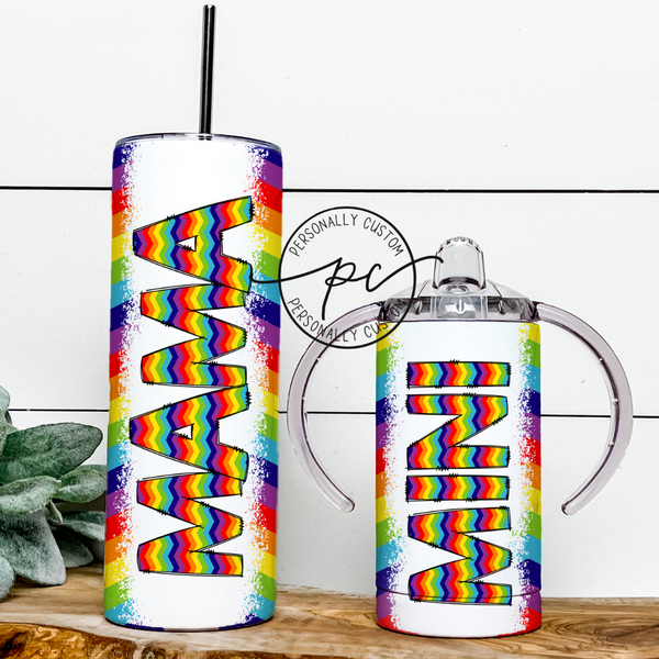 Rainbow Zig-zag Mama & Mini Tumbler Bundle