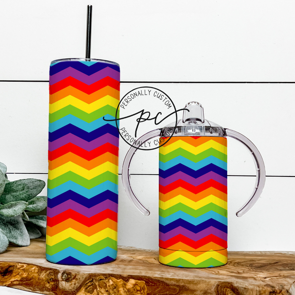 Rainbow Zig-zag Mama & Mini Tumbler Bundle
