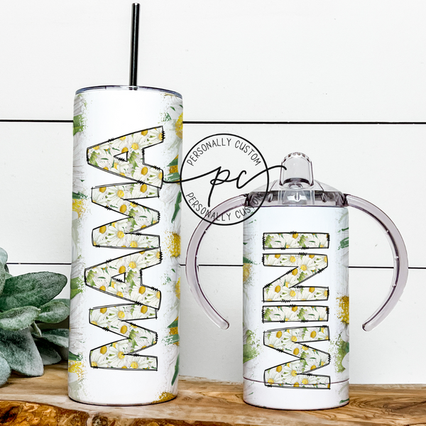 White Flowers Mama & Mini Tumbler Bundle