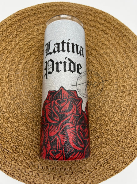Sliver Glitter Latina Pride Tumbler