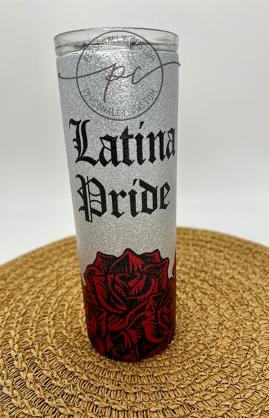 Sliver Glitter Latina Pride Tumbler